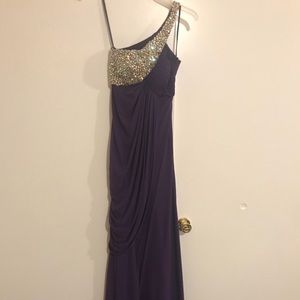 Beaded elegant long Prom dress purple bedazzled